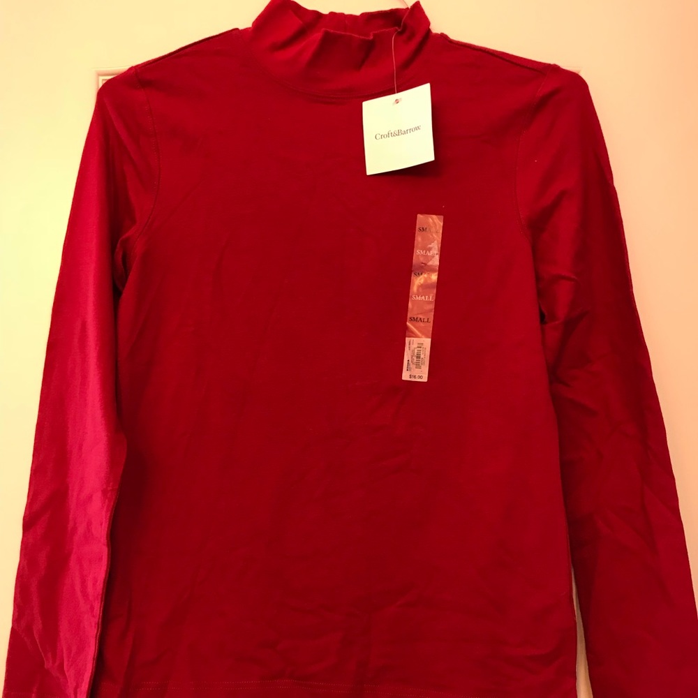 Croft & Barrow Crew Neck Long sleeve Red Top NWT